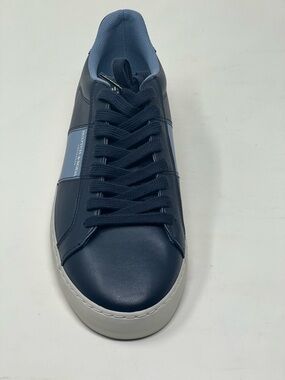 Scotch & Soda Navy and Light Blue Low-Top Leather Sneaker